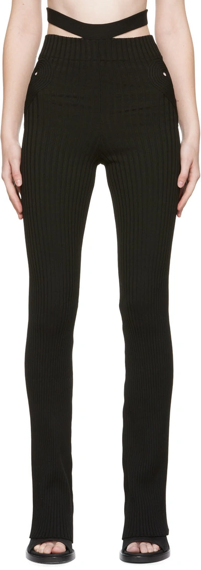 Andreädamo Andreadamo Ribbed Knit Slim Trousers In Nero