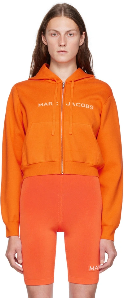Marc Jacobs Orange 'the Cropped Zip Hoodie' Hoodie In 822 Dragon Fire