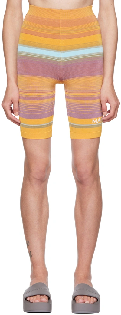 Marc Jacobs Orange The Sport Striped Knit Shorts In Multicolor