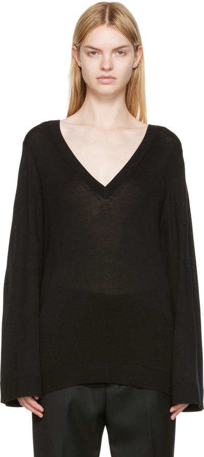 Totême Silk Cashmere V-neck Knit In Black