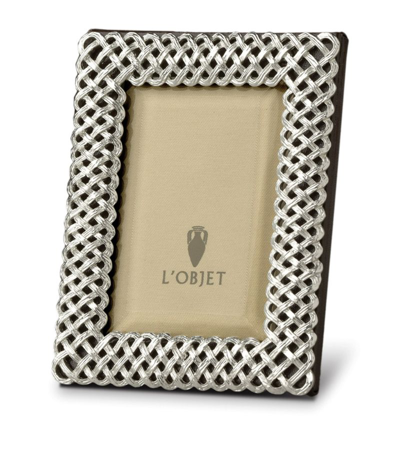 L'objet Platinum-plated Braid Photo Frame (4" X 6") In Silver