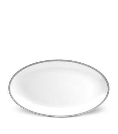 L'objet Soie Tressée Oval Platter (53cm) In Silver
