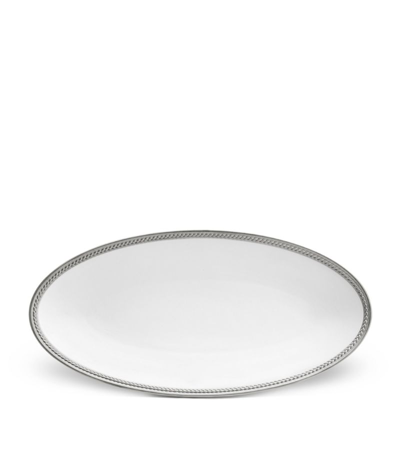 L'objet Soie Tressée Oval Platter (36cm) In Silver