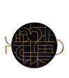 L'objet Kelly Behun Decorative Round Tray, 16" In Black/gold