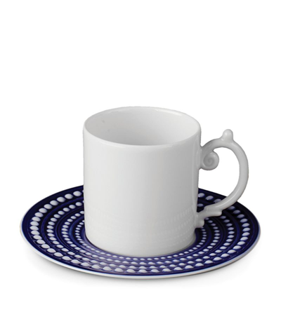L'objet Perlée Espresso Cup And Saucer In Blue