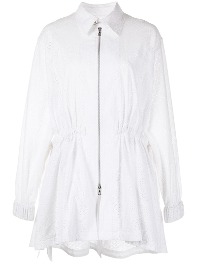 Adam Lippes Broderie-anglaise Zip-up Jacket In White