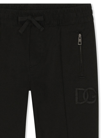 Dolce & Gabbana Kids' Dg Logo Patch Tracksuit Bottoms In Black
