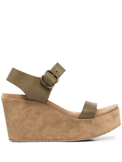 Pedro Garcia Leather Wedge Sandals In Brown
