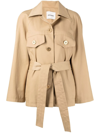 Low Classic Cropped Belted Trench Coat In Brown