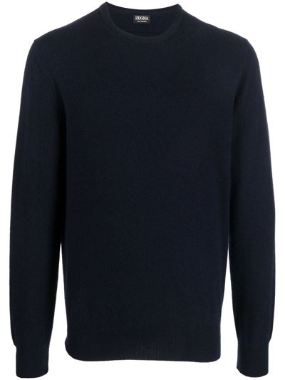 Z Zegna Crew-neck Cashmere Jumper In Blue