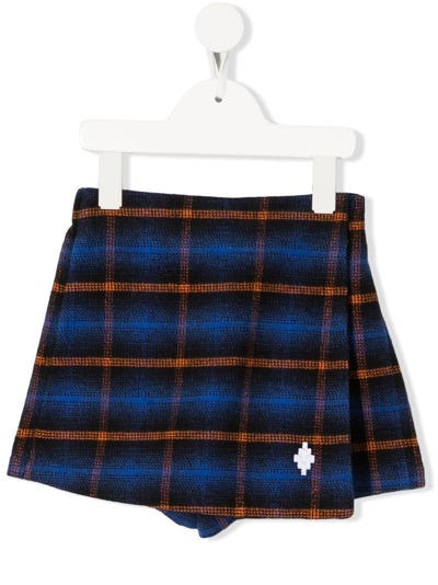 Marcelo Burlon County Of Milan Kids' Checked High-waisted Skort In Blue