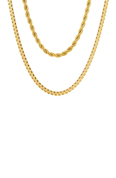 Hmy Jewelry Twist & Box Chain Necklace In Yellow