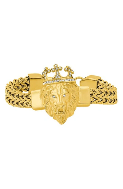 Hmy Jewelry Crystal Lion Bracelet In Yellow