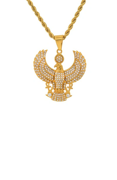 Hmy Jewelry Crystal Eagle Pendant Necklace In Yellow