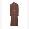 Tory Burch Dotted Windowpane Knit Button-down Dress In Brown