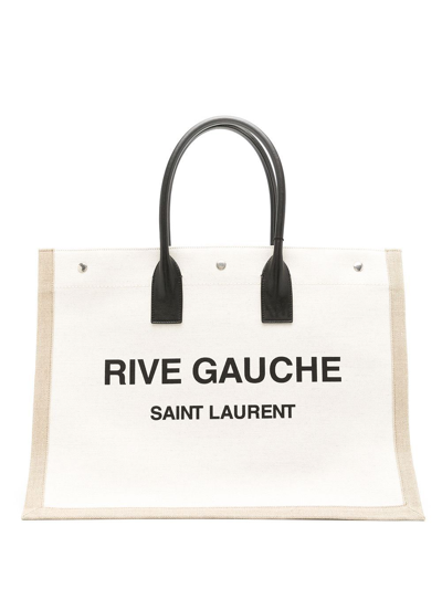 Saint Laurent Logo-print Tote-bag In Neutrals