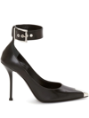 Alexander Mcqueen Punk Ankle Strap Pointed Toe Pump In Black
