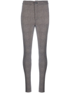 Saint Laurent Black And White Check-patterned Skinny Trousers In Black