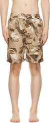 Isabel Marant Hydra Abstract Camo Swim Trunks In 90be Beige