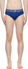 Versace Blue Greca Border Swim Briefs In A85k Bluett