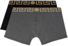 Versace Logo Waistband Stretch Hosiery Greek Key In A91m Gryblk