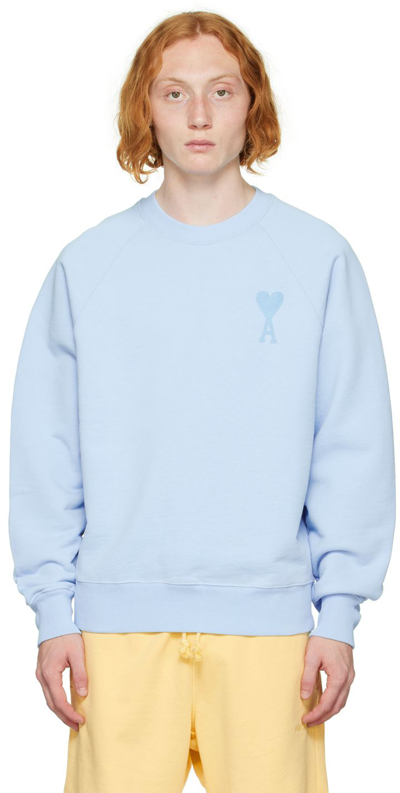 Ami Alexandre Mattiussi Tonal Ami De Coeur Sweatshirt In Sky Blue Sky Blue