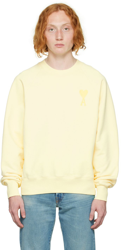 Ami Alexandre Mattiussi Yellow Ami De Cœur Sweatshirt In Pale Yellow/703