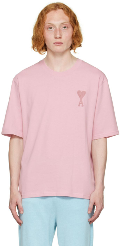 Ami Alexandre Mattiussi Pink Ami De Cœur T-shirt In Ale Pink/655