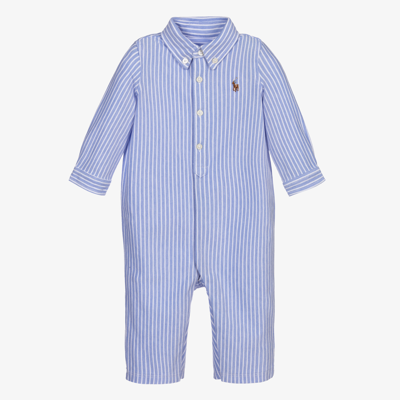 Ralph Lauren Blue Stripe Cotton Baby Romper