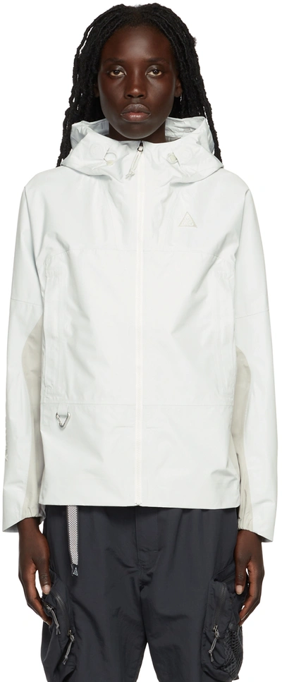 Nike Adv Acg Chain Of Craters Two-tone Storm-fit Hooded Jacket In White