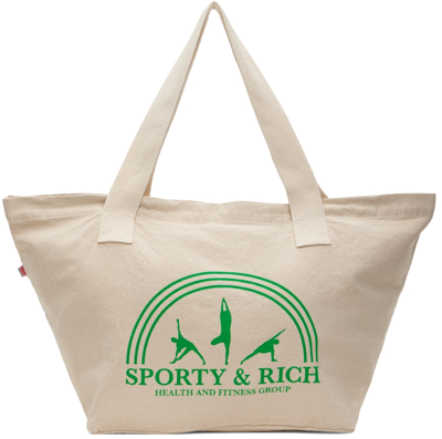 Sporty And Rich Off-white Fitness Group Tote In Natural/kelly