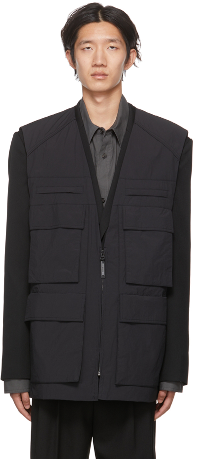 Juunj Black Layered Blazer In 5 Black