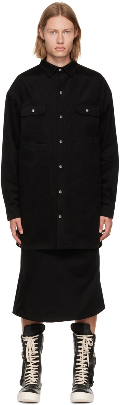 Rick Owens Oversized Cotton Shirt Jacket In Black