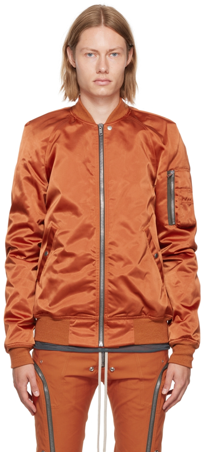 Rick Owens Orange Flight Bomber Jacket In 53 Orange