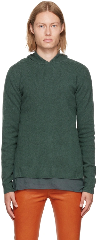 Rick Owens Green Cashmere Hoodie