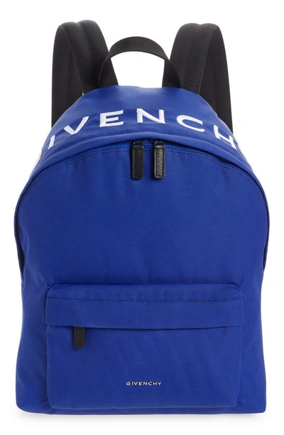 Givenchy Essential U Nylon Logo Backpack In Blue