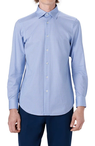 Bugatchi Ooohcotton® Houndstooth Button-up Shirt In Classic Blue
