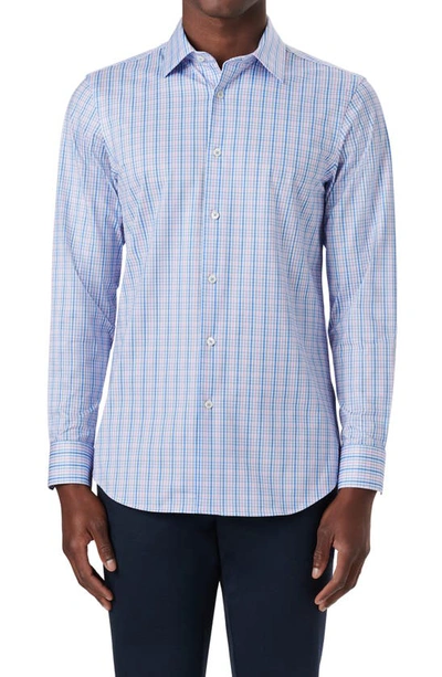 Bugatchi Ooohcotton® Check Button-up Shirt In Air Blue