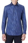 Bugatchi Men's James Ooohcotton Sport Shirt - Textured Airbrush Print In Night Blue