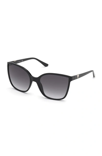 Guess 60mm Square Sunglasses In Shiny Black / Gradient Smoke