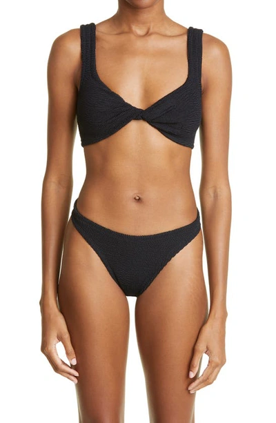 Hunza G Jean Crinkle Twist Two-piece Swimsuit In Black