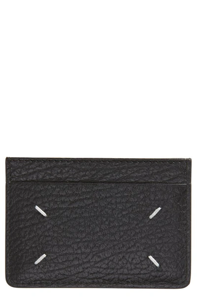 Maison Margiela Pebbled Leather Card Case In Black