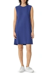 Eileen Fisher Crinkled Jersey Crewneck Elbow Sleeve Top In Iris