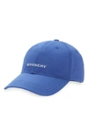 Givenchy Logo Embroidered Baseball Cap In Ocean Blue
