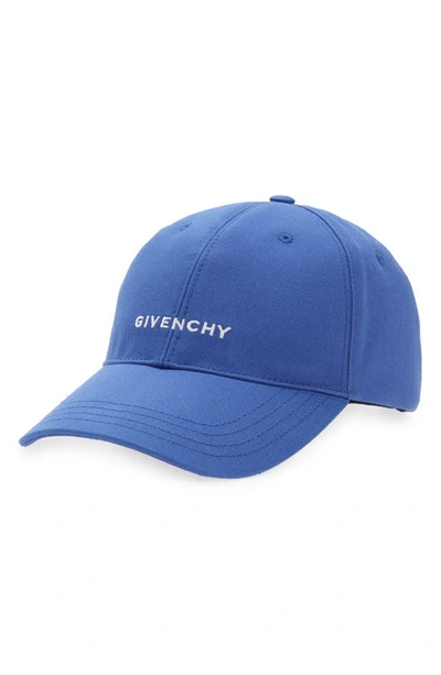 Givenchy Logo Embroidered Baseball Cap In Blu