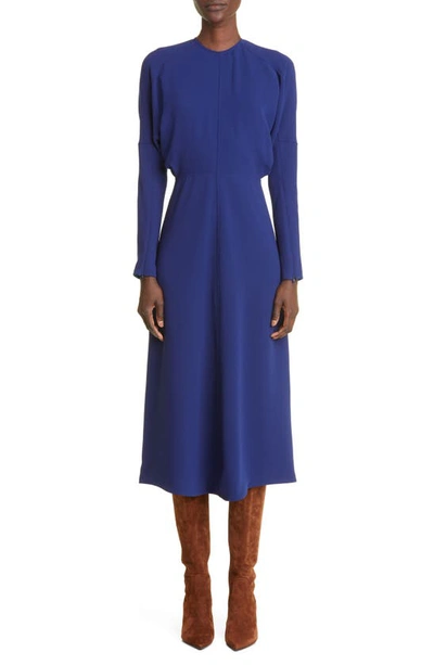 Victoria Beckham Dolman-sleeved Relaxed-fit Crepe Midi Dress In Royal Blue
