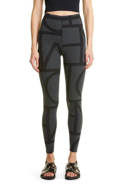 Totême Monogram Recycled Polyamide Blend Leggings In Black Monogram