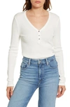 Splendid Waffle Knit Henley Top In White
