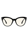 Velvet Eyewear Hailie 52mm Cat Eye Blue Light Blocking Glasses In Black