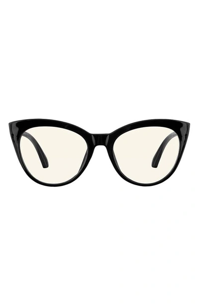 Velvet Eyewear Hailie 52mm Cat Eye Blue Light Blocking Glasses In Black